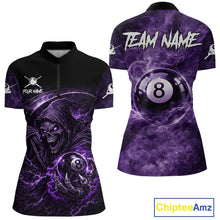 Load image into Gallery viewer, Thunder Purple Smokes Grim Reaper Ball 8 Billiards Pool Shirt For Women Personalized Billiard Team Names NYN2695