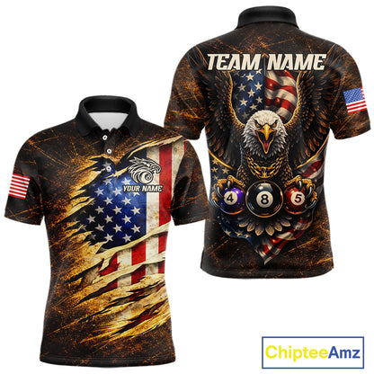 Eagle Retro Grunge American Flag Ball 8 Billiards Pool Shirt For Men Personalized Billiard Team Names NYN2696