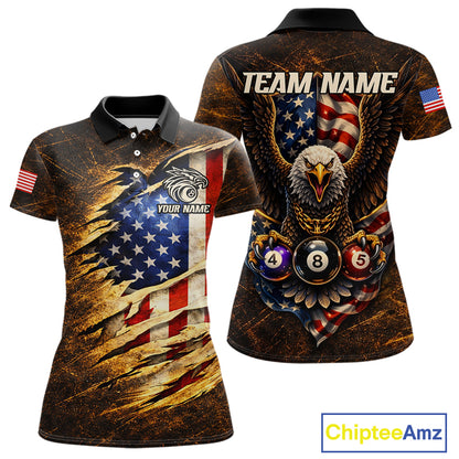 Eagle Retro Grunge American Flag Ball 8 Billiards Pool Shirt For Women Personalized Billiard Team Names NYN2696