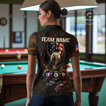 Eagle Retro Grunge American Flag Ball 8 Billiards Pool Shirt For Women Personalized Billiard Team Names NYN2696