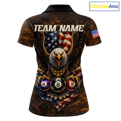 Eagle Retro Grunge American Flag Ball 8 Billiards Pool Shirt For Women Personalized Billiard Team Names NYN2696