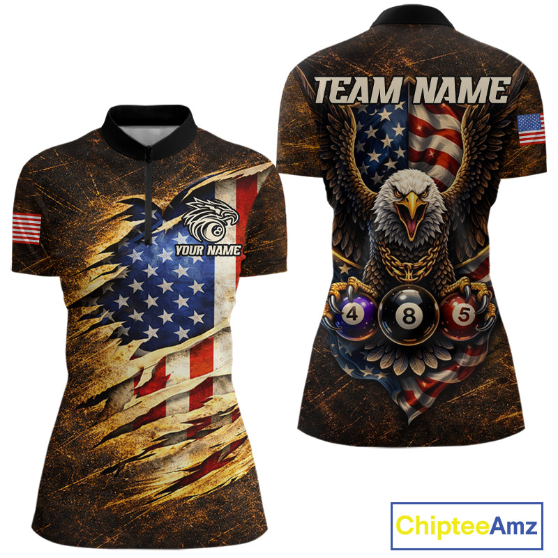 Eagle Retro Grunge American Flag Ball 8 Billiards Pool Shirt For Women Personalized Billiard Team Names NYN2696