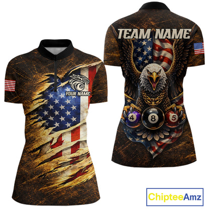 Eagle Retro Grunge American Flag Ball 8 Billiards Pool Shirt For Women Personalized Billiard Team Names NYN2696