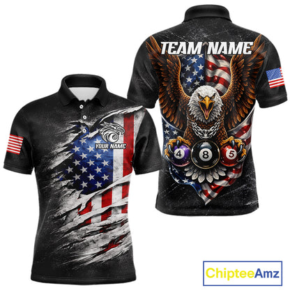 Eagle Grey Grunge American Flag Ball 8 Billiards Pool Shirt For Men Personalized Billiard Team Names NYN2697