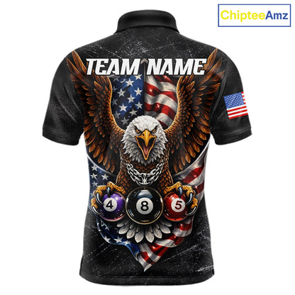 Eagle Grey Grunge American Flag Ball 8 Billiards Pool Shirt For Men Personalized Billiard Team Names NYN2697