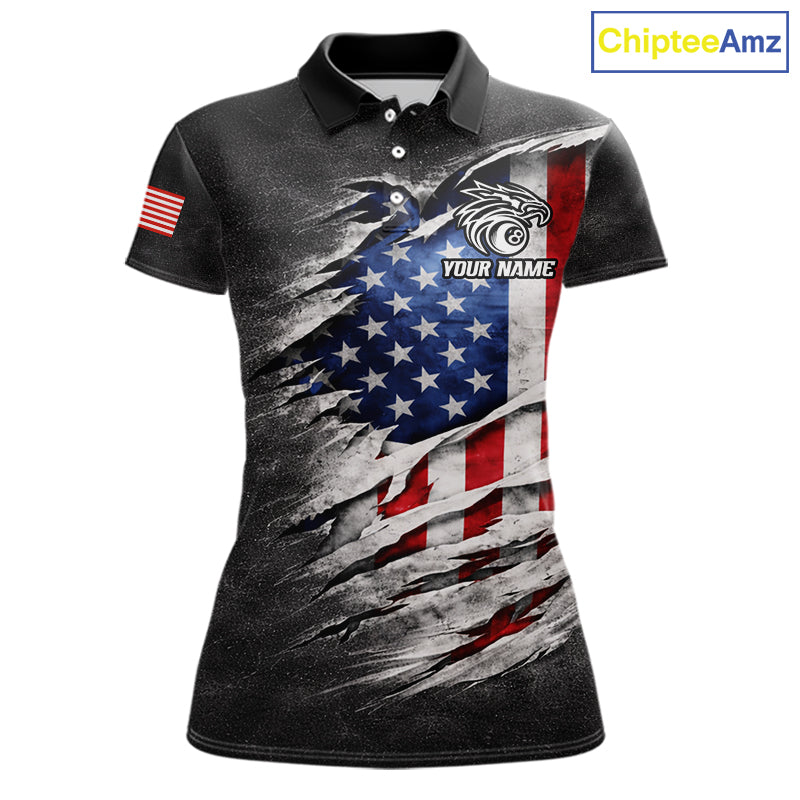 Eagle Grey Grunge American Flag Ball 8 Billiards Pool Shirt For Women Personalized Billiard Team Names NYN2697