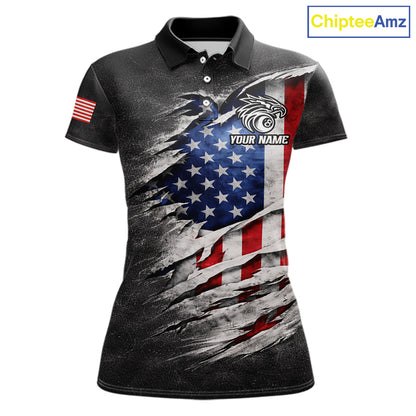 Eagle Grey Grunge American Flag Ball 8 Billiards Pool Shirt For Women Personalized Billiard Team Names NYN2697