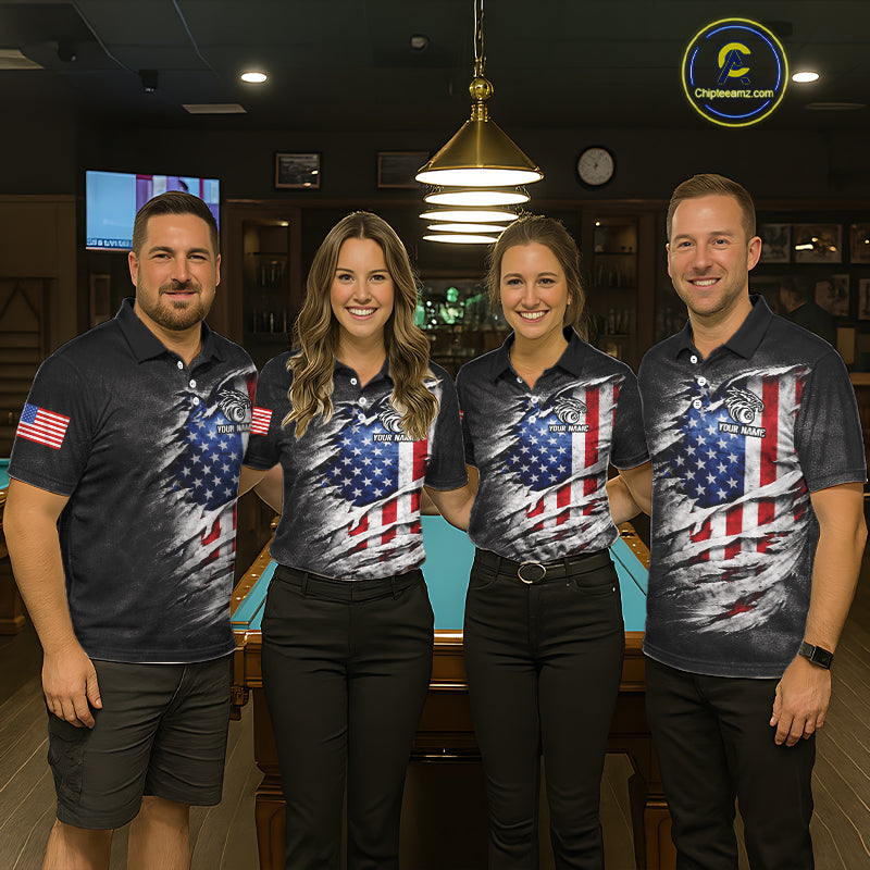Eagle Grey Grunge American Flag Ball 8 Billiards Pool Shirt For Men Personalized Billiard Team Names NYN2697