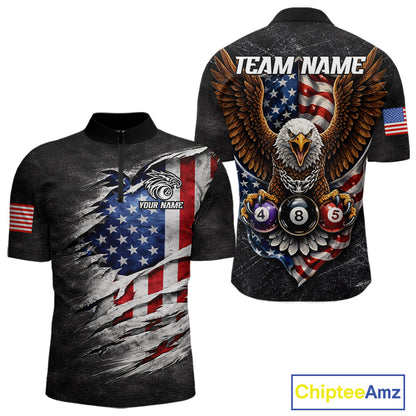 Eagle Grey Grunge American Flag Ball 8 Billiards Pool Shirt For Men Personalized Billiard Team Names NYN2697