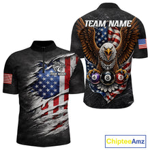 Load image into Gallery viewer, Eagle Grey Grunge American Flag Ball 8 Billiards Pool Shirt For Men Personalized Billiard Team Names NYN2697