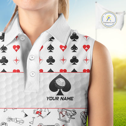 Poker Womens Golf Sleeveless Polo Shirt Personalized Name Funny Golf Top For Team Golfer Gift For Ladies NYN2850
