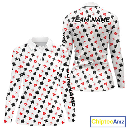 Custom Poker Golf Polo Shirt For Womens Personalized Name Funny Golf Team Attire Golfer Gift NYN2851