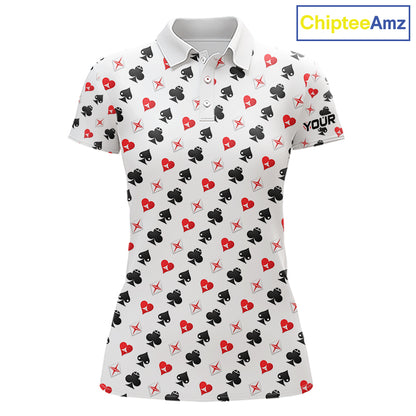 Custom Poker Golf Polo Shirt For Womens Personalized Name Funny Golf Team Attire Golfer Gift NYN2851