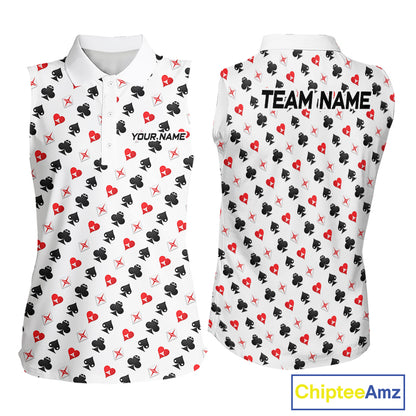 Custom Poker Golf Sleeveless Polo Shirt For Womens Personalized Name Funny Golf Team Attire Golfer Gift NYN2851