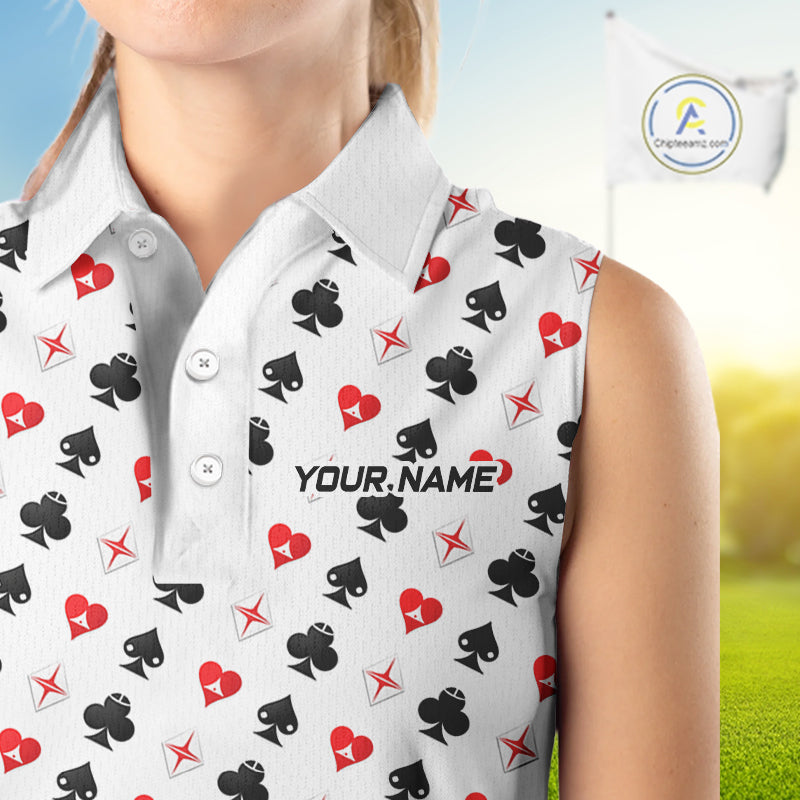 Custom Poker Golf Sleeveless Polo Shirt For Womens Personalized Name Funny Golf Team Attire Golfer Gift NYN2851