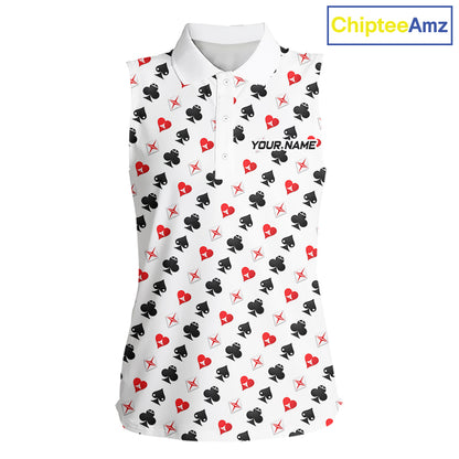 Custom Poker Golf Sleeveless Polo Shirt For Womens Personalized Name Funny Golf Team Attire Golfer Gift NYN2851