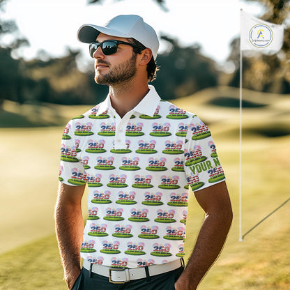 American Flag Grass Mens Golf Polo Shirt Patriotic USA Golf Shirts, Golf Gift NYN2853