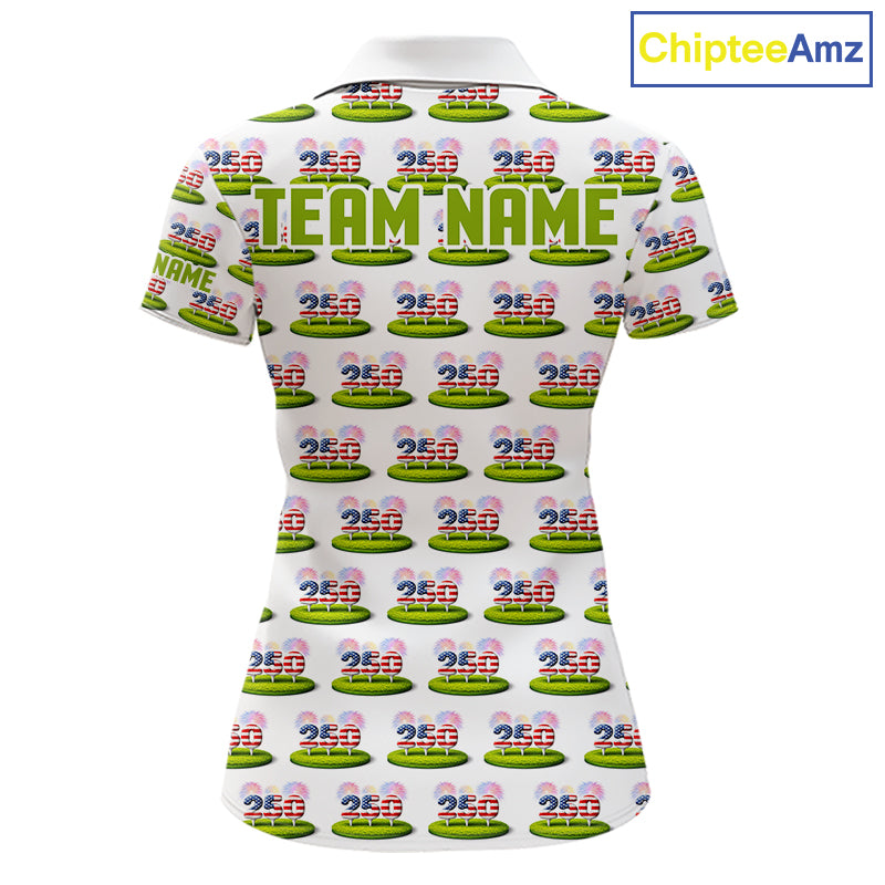 American Flag Grass Womens Golf Polo Shirt Patriotic USA Golf Shirts, Golf Gift NYN2853