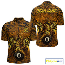 Load image into Gallery viewer, Black And Yellow Tribal Pattern Billiard Phoenix Jersey For Men Billiard 8 Ball Pool Team Shirts NYN2861