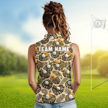 Load image into Gallery viewer, Personalized Tropical Yellow Monstera &amp; Golfs Pattern Custom Golf Sleeveless Polo Shirt For Women Golf Clothes NYN2865