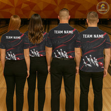Load image into Gallery viewer, Black And Red Grunge Bowling Ball &amp; Pins Jersey For Men Personalized Team Bowling Shirts NYN3227