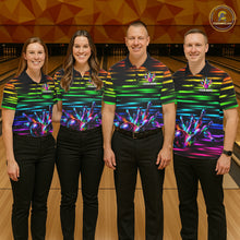Load image into Gallery viewer, Colorful Splatter Paint Bowling Shirt For Women Custom Rainbow Strike Lightning Team Bowling Attire NYN3229