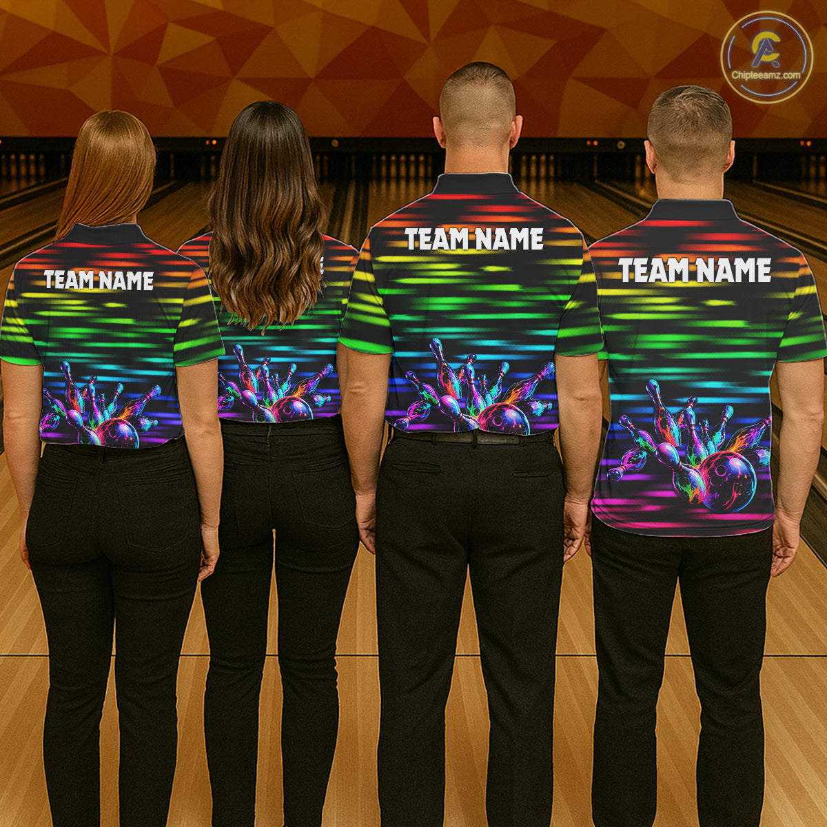 Colorful Splatter Paint Bowling Shirt For Women Custom Rainbow Strike Lightning Team Bowling Attire NYN3229