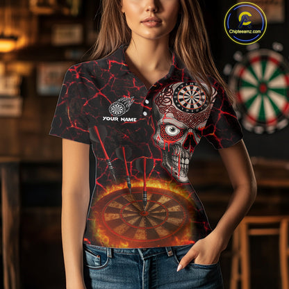 Custom White And Black Silver Chains Dartboards Dart Shirts For Women, Dart Team Jerseys NYN0054