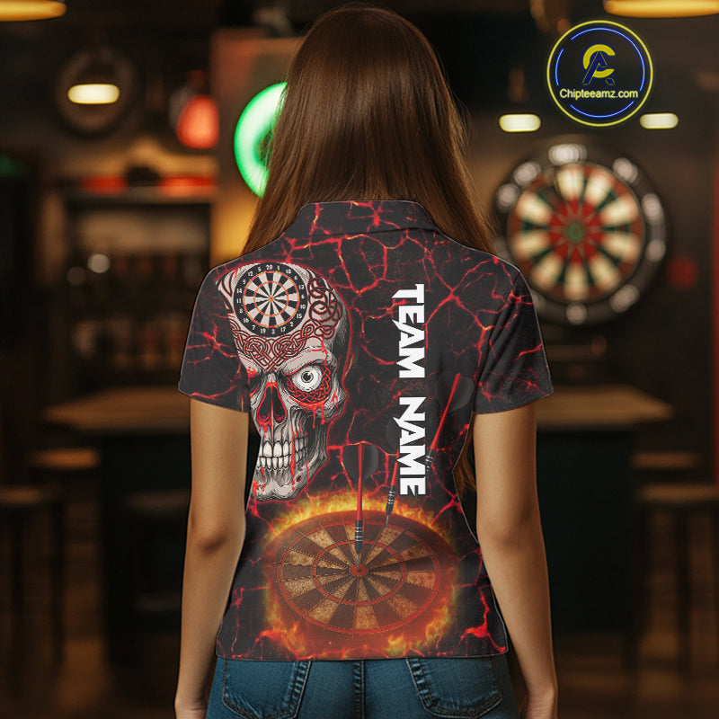 Custom White And Black Silver Chains Dartboards Dart Shirts For Women, Dart Team Jerseys NYN0054