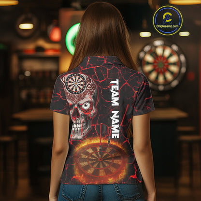 Custom White And Black Silver Chains Dartboards Dart Shirts For Women, Dart Team Jerseys NYN0054