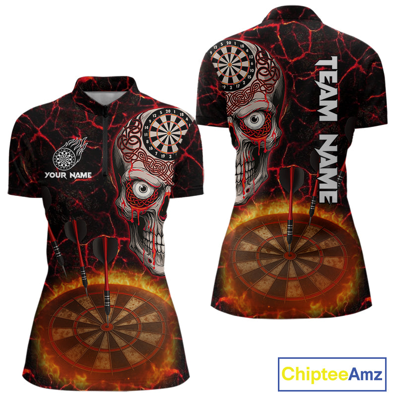 Custom White And Black Silver Chains Dartboards Dart Shirts For Women, Dart Team Jerseys NYN0054