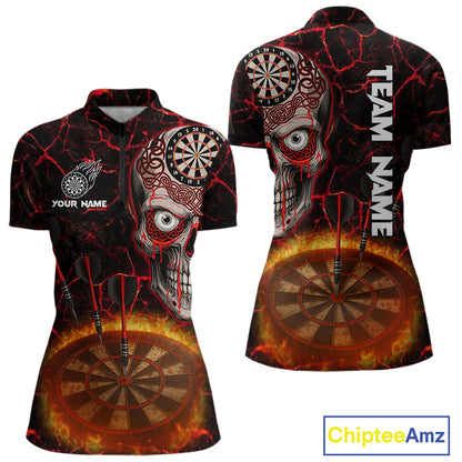 Custom White And Black Silver Chains Dartboards Dart Shirts For Women, Dart Team Jerseys NYN0054