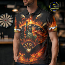 Load image into Gallery viewer, Custom Men's Darts Polo Jersey US Flag Flaming Eagle Dartboard For Darts Team NYN0770