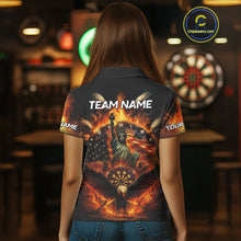 Load image into Gallery viewer, Custom Women&#39;s Darts Polo Jersey US Flag Flaming Eagle Dartboard For Darts Team NYN0770