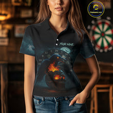 Load image into Gallery viewer, Personalized Blue Raven &amp; Skull Grunge Dart Jerseys, Dart Team Shirts For Women Custom NYN1096