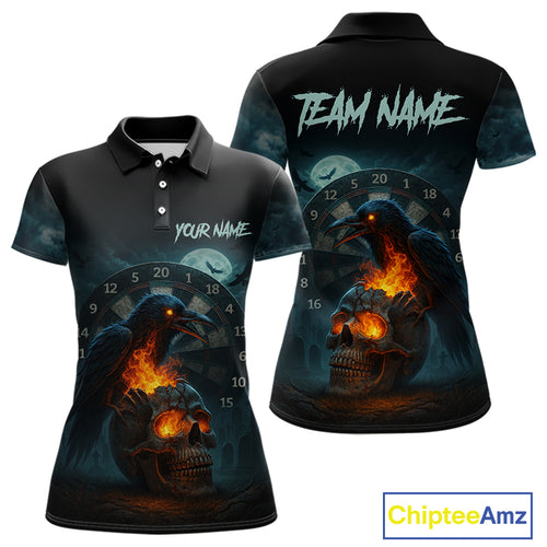 Personalized Blue Raven & Skull Grunge Dart Jerseys, Dart Team Shirts For Women Custom NYN1096