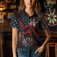 Load image into Gallery viewer, Personalized Smoke US Flag Dartboard Patriotic Dart Jerseys For Women, Dart Team Shirt NYN1097
