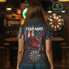 Load image into Gallery viewer, Personalized Smoke US Flag Dartboard Patriotic Dart Jerseys For Women, Dart Team Shirt NYN1097