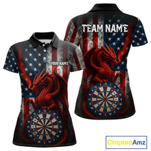 Load image into Gallery viewer, Personalized Smoke US Flag Dartboard Patriotic Dart Jerseys For Women, Dart Team Shirt NYN1097