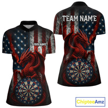 Load image into Gallery viewer, Personalized Smoke US Flag Dartboard Patriotic Dart Jerseys For Women, Dart Team Shirt NYN1097
