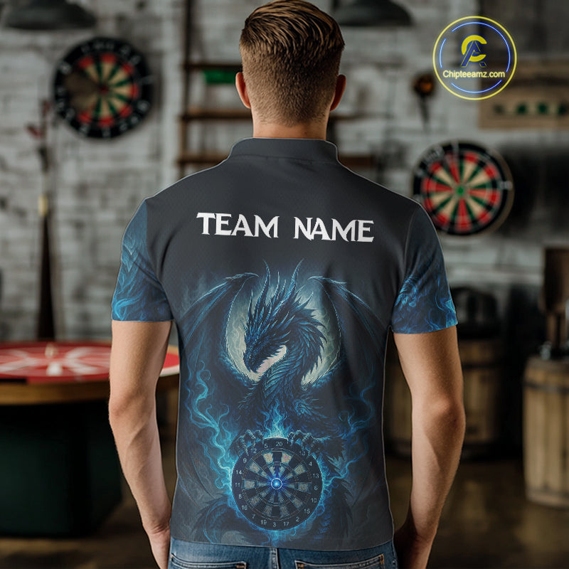 Custom Black And Blue Smoke Dragon Dartboard Dart Shirt For Men Outfits Dart Jerseys NYN1087