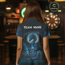 Load image into Gallery viewer, Custom Black And Blue Smoke Dragon Dartboard Dart Shirt For Women Outfits Dart Jerseys NYN1087