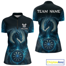 Load image into Gallery viewer, Custom Black And Blue Smoke Dragon Dartboard Dart Shirt For Women Outfits Dart Jerseys NYN1087