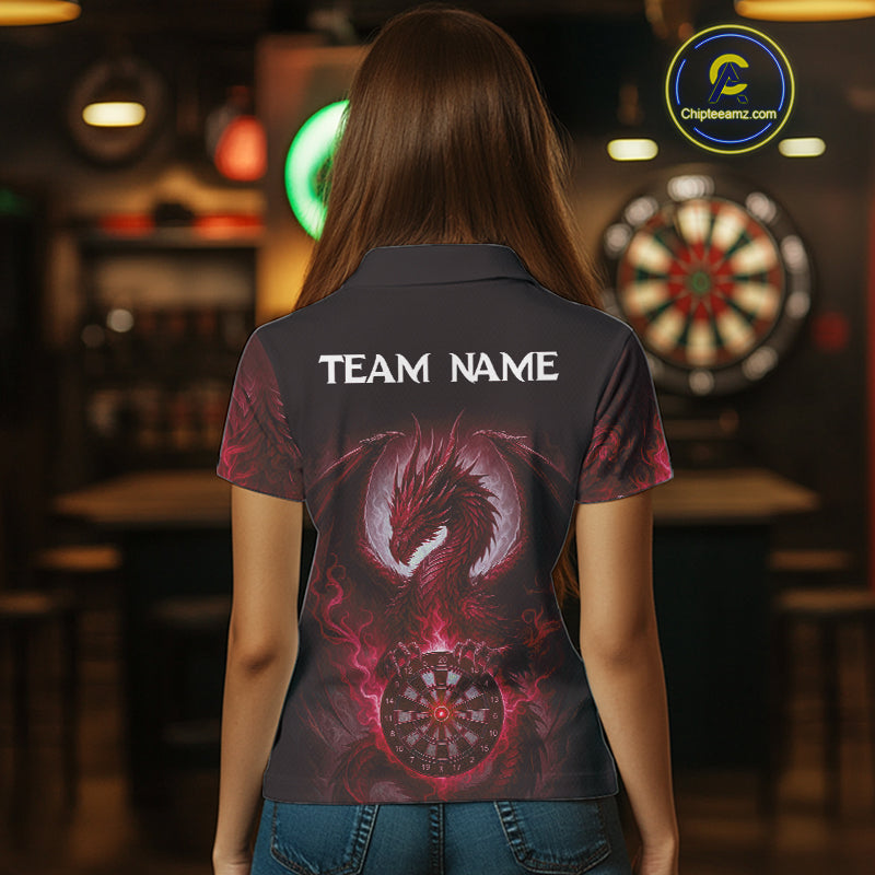 Custom Black And Red Smoke Dragon Dartboard Dart Shirt For Women Outfits Dart Jerseys NYN1088