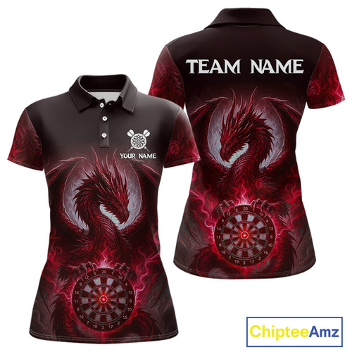 Custom Black And Red Smoke Dragon Dartboard Dart Shirt For Women Outfits Dart Jerseys NYN1088