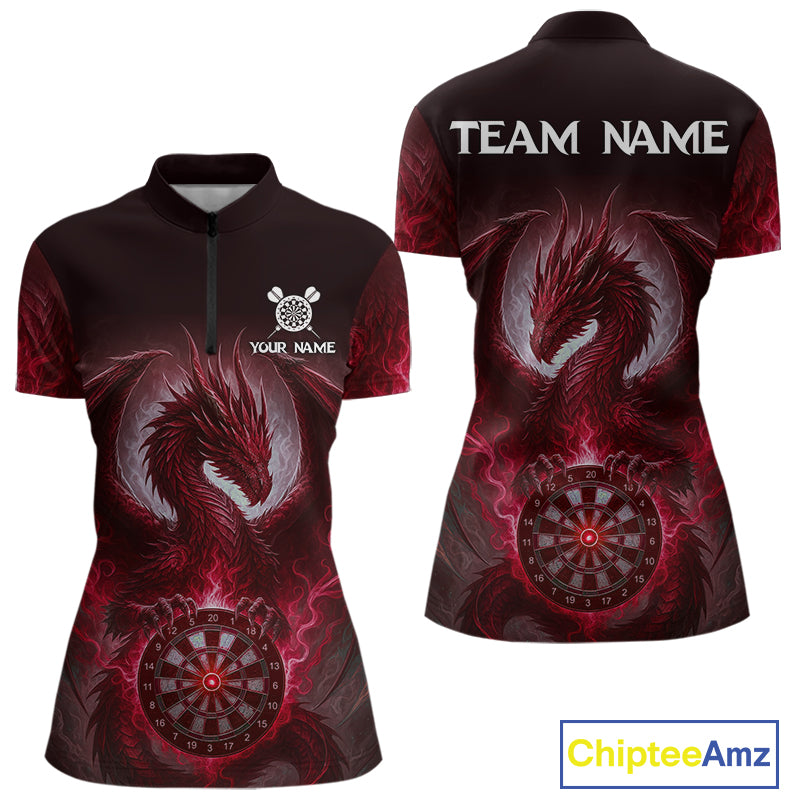 Custom Black And Red Smoke Dragon Dartboard Dart Shirt For Women Outfits Dart Jerseys NYN1088