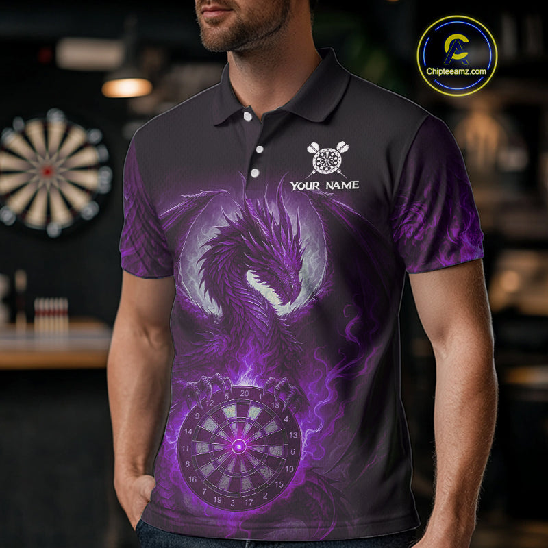 Custom Black And Purple Smoke Dragon Dartboard Dart Shirt For Men Outfits Dart Jerseys NYN1089