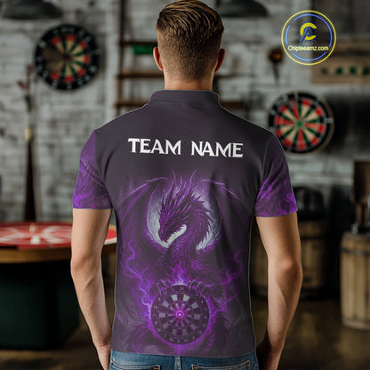 Custom Black And Purple Smoke Dragon Dartboard Dart Shirt For Men Outfits Dart Jerseys NYN1089
