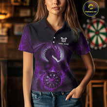 Load image into Gallery viewer, Custom Black And Purple Smoke Dragon Dartboard Dart Shirt For Women Outfits Dart Jerseys NYN1089
