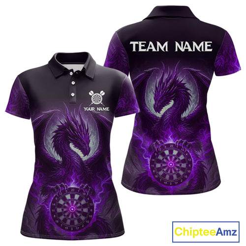 Custom Black And Purple Smoke Dragon Dartboard Dart Shirt For Women Outfits Dart Jerseys NYN1089